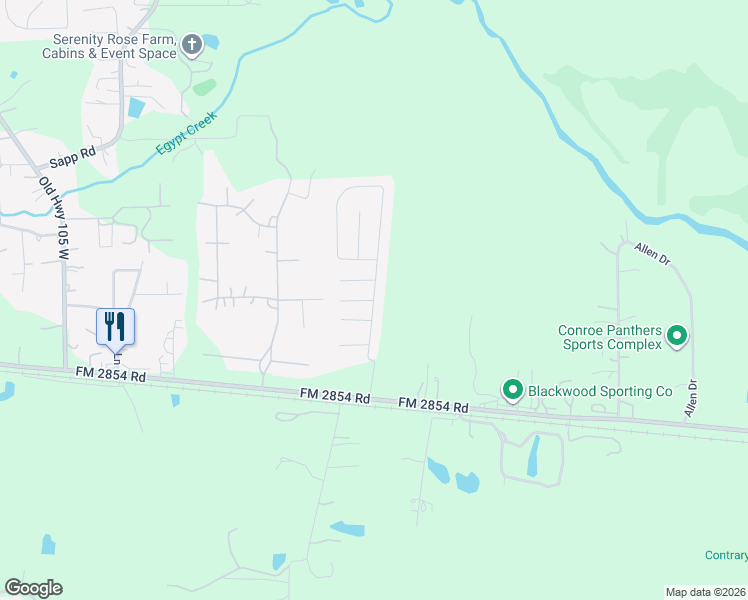 map of restaurants, bars, coffee shops, grocery stores, and more near 9533 East Woodmark Drive in Conroe
