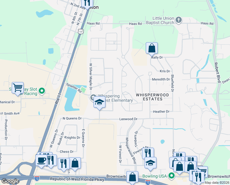 map of restaurants, bars, coffee shops, grocery stores, and more near 732 Ridgefield Drive in Slidell