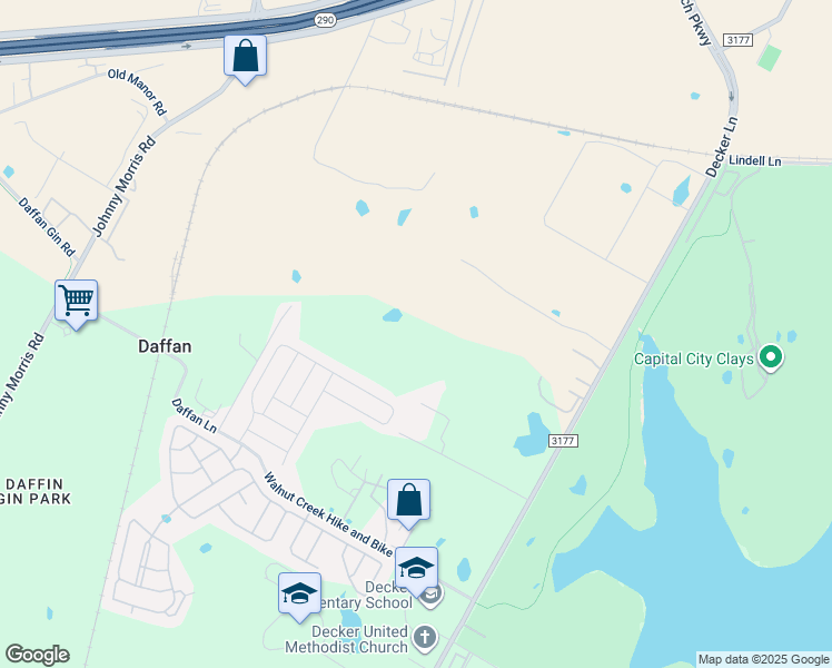 map of restaurants, bars, coffee shops, grocery stores, and more near 9000 Decker Lane in Austin