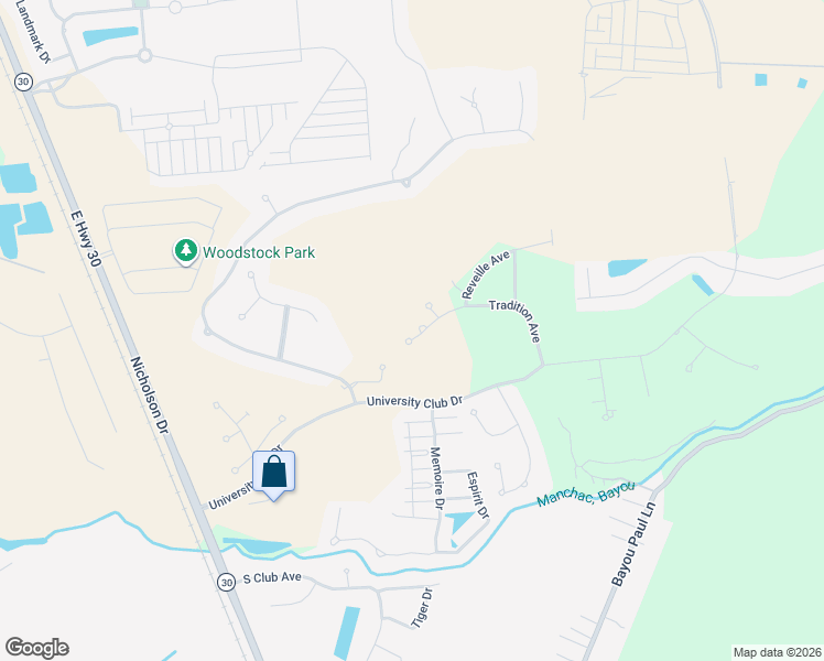 map of restaurants, bars, coffee shops, grocery stores, and more near 3128 Tradition Avenue in Baton Rouge