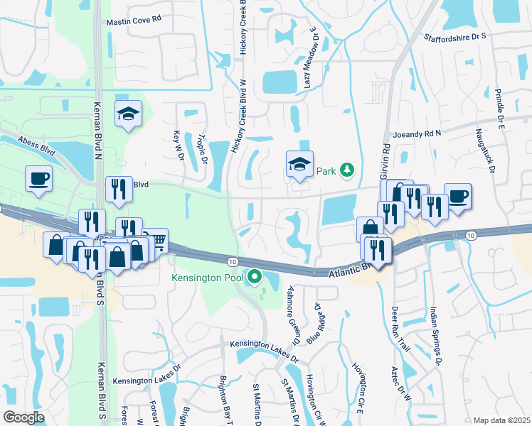 map of restaurants, bars, coffee shops, grocery stores, and more near 134 Sterling Hill Drive in Jacksonville