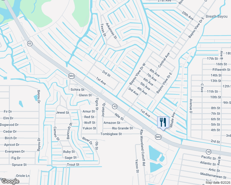 map of restaurants, bars, coffee shops, grocery stores, and more near 10016 Avenue H in Hancock