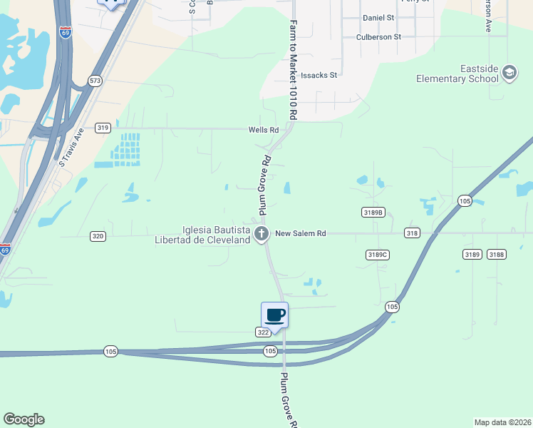 map of restaurants, bars, coffee shops, grocery stores, and more near 235 Farm to Market 1010 Road in Cleveland