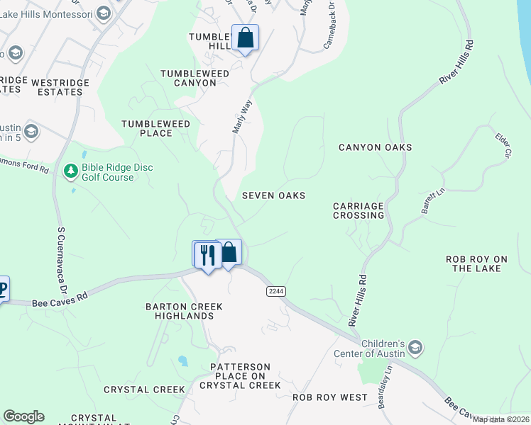 map of restaurants, bars, coffee shops, grocery stores, and more near 117 Brandon Way in Austin