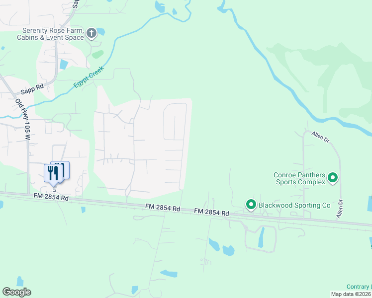 map of restaurants, bars, coffee shops, grocery stores, and more near 9509 East Woodmark in Conroe