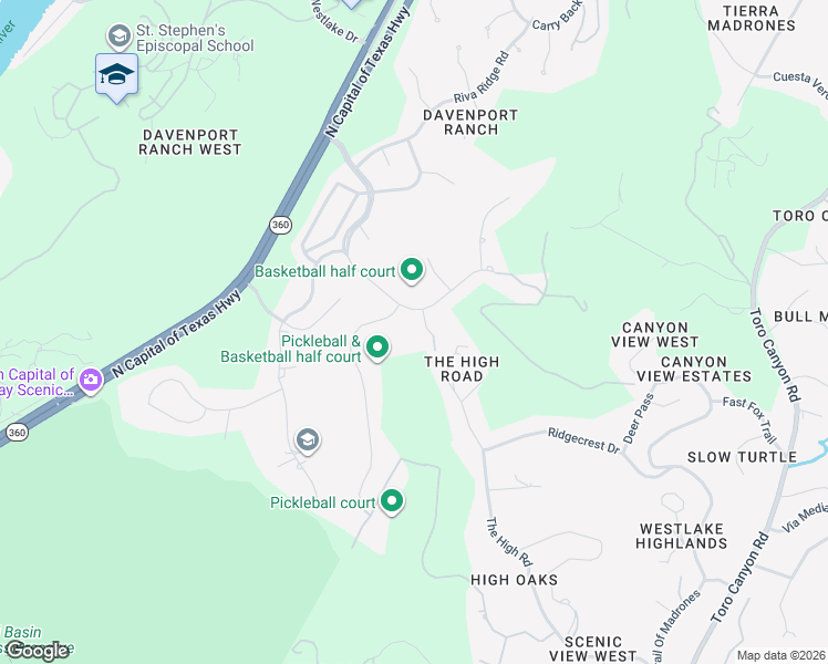 map of restaurants, bars, coffee shops, grocery stores, and more near 2412 Never Bend Cove in Austin