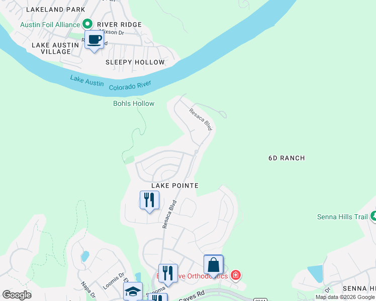 map of restaurants, bars, coffee shops, grocery stores, and more near 11804 Pleasant Panorama View in Austin
