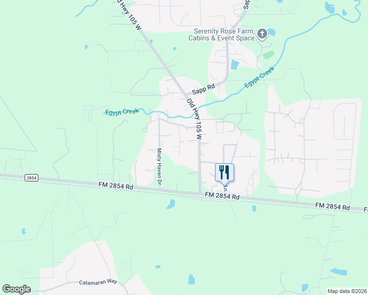 map of restaurants, bars, coffee shops, grocery stores, and more near 7715 Shadow Lane in Conroe