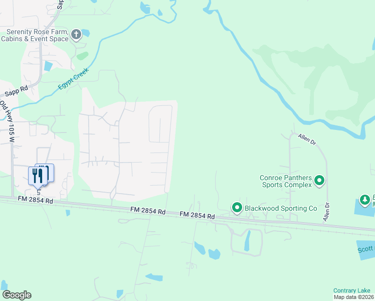 map of restaurants, bars, coffee shops, grocery stores, and more near 9509 East Woodmark in Conroe