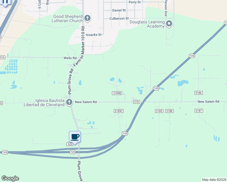 map of restaurants, bars, coffee shops, grocery stores, and more near 121 County Road 3189B in Cleveland