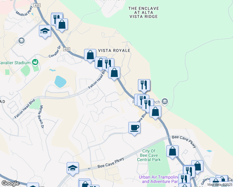 map of restaurants, bars, coffee shops, grocery stores, and more near 3544 South Farm to Market 620 Road in Bee Cave