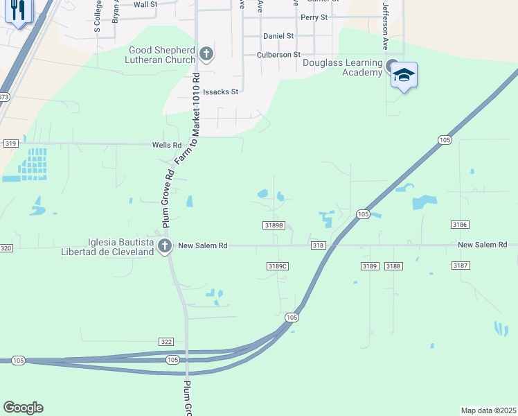 map of restaurants, bars, coffee shops, grocery stores, and more near 116 County Road 318 in Cleveland