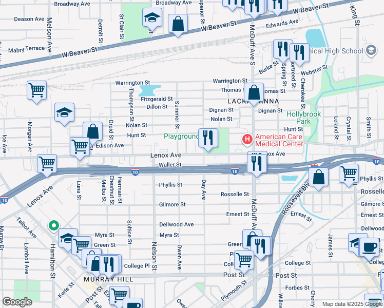 map of restaurants, bars, coffee shops, grocery stores, and more near 469 Winter Street in Jacksonville