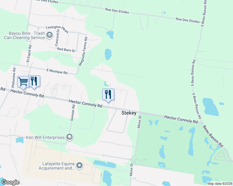 map of restaurants, bars, coffee shops, grocery stores, and more near 222-244 Stanley Road in Carencro