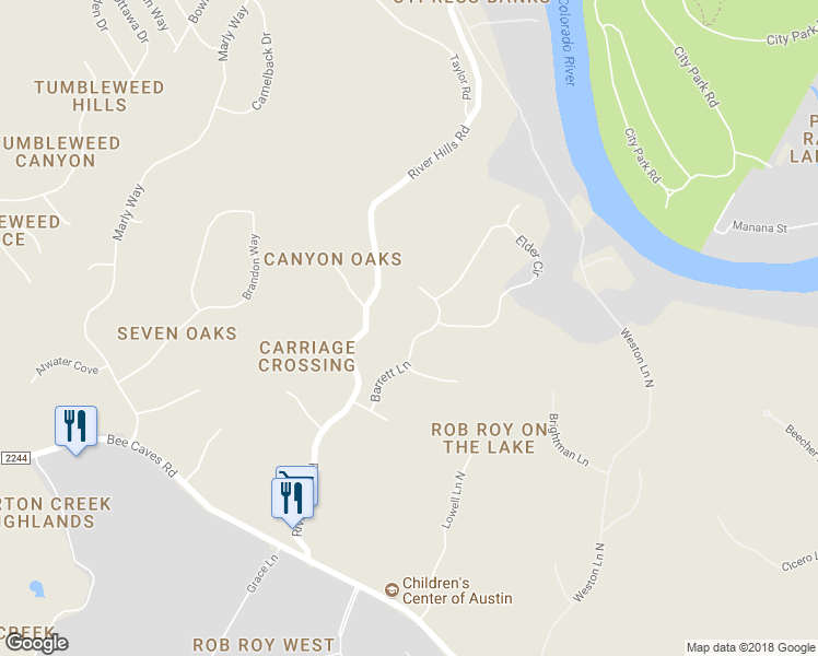 map of restaurants, bars, coffee shops, grocery stores, and more near 600 Barrett Lane in Austin