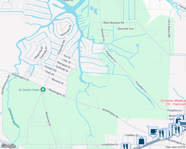 map of restaurants, bars, coffee shops, grocery stores, and more near 2093 Hollywood Drive in Bay Saint Louis