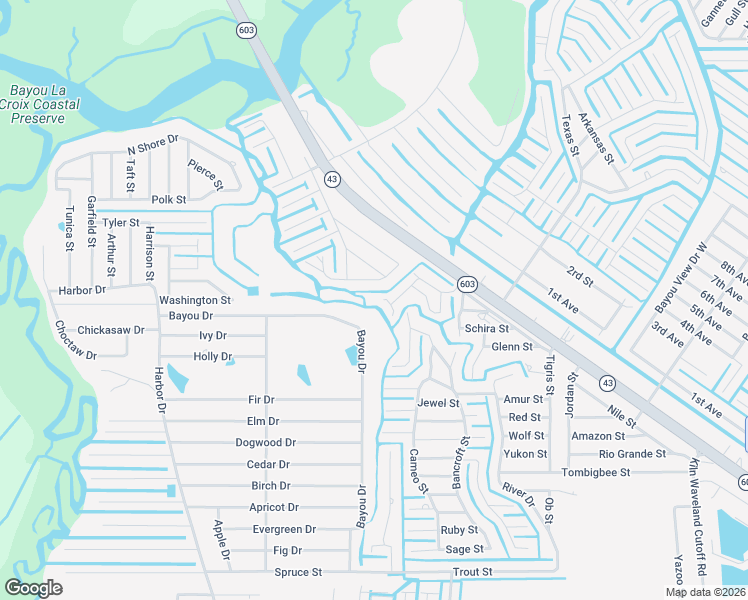 map of restaurants, bars, coffee shops, grocery stores, and more near 10032 Bay Street in Bay St. Louis