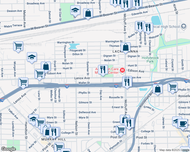 map of restaurants, bars, coffee shops, grocery stores, and more near 469 Winter Street in Jacksonville