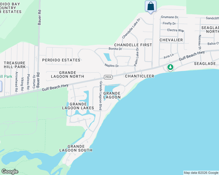 map of restaurants, bars, coffee shops, grocery stores, and more near 11805 Chanticleer Drive in Pensacola