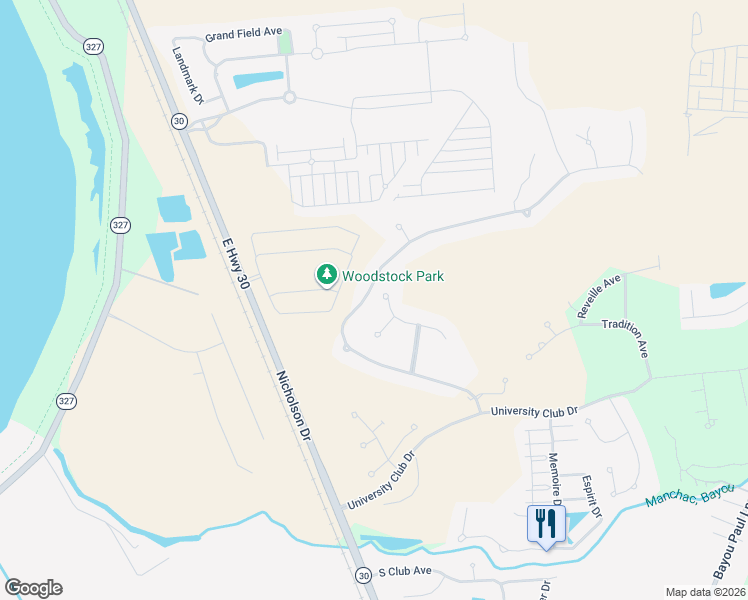 map of restaurants, bars, coffee shops, grocery stores, and more near 15012 Copping Drive in Baton Rouge