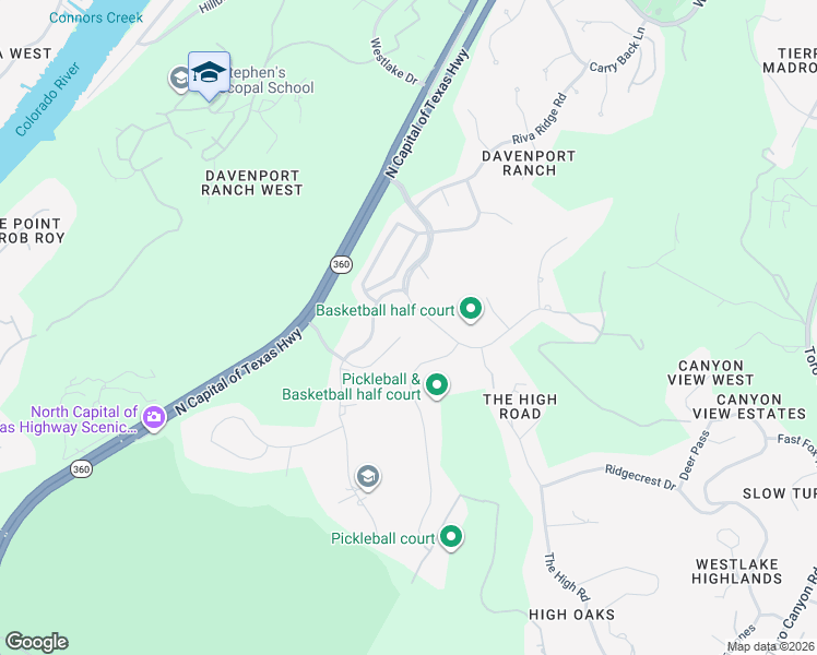 map of restaurants, bars, coffee shops, grocery stores, and more near 5901 Bold Ruler Way in Austin