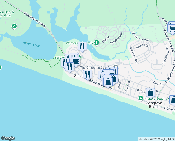 map of restaurants, bars, coffee shops, grocery stores, and more near 882 Forest Street in Niceville