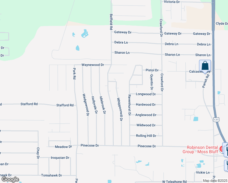 map of restaurants, bars, coffee shops, grocery stores, and more near 1268 Belfield Rd in Lake Charles