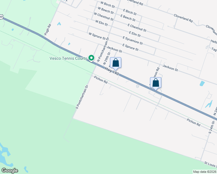 map of restaurants, bars, coffee shops, grocery stores, and more near 26108 Pichon Road in Lacombe