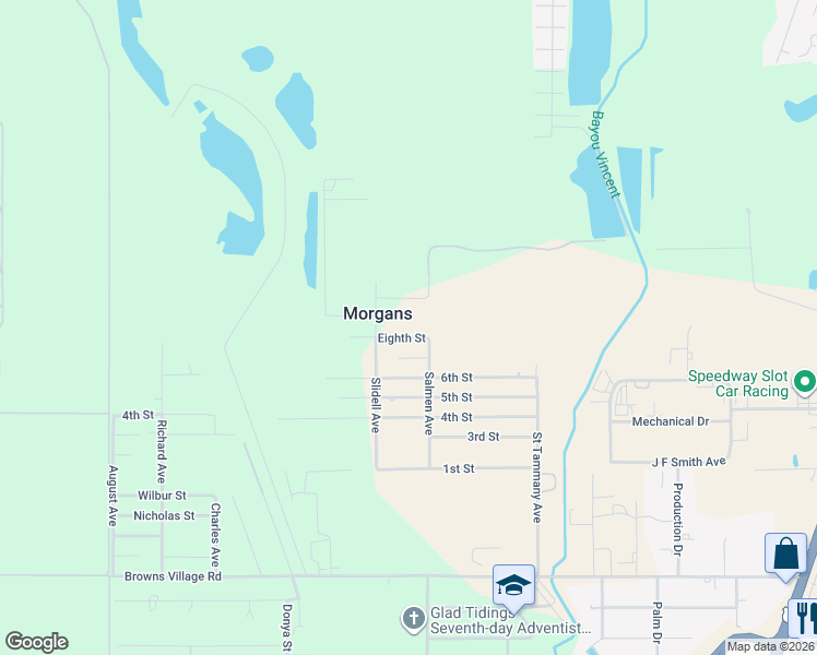 map of restaurants, bars, coffee shops, grocery stores, and more near 37076 9th Street in Slidell