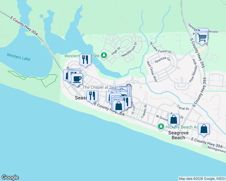 map of restaurants, bars, coffee shops, grocery stores, and more near 726 Forest Street in Niceville