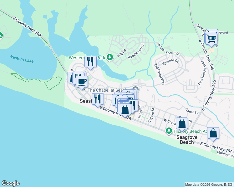 map of restaurants, bars, coffee shops, grocery stores, and more near 726 Forest Street in Niceville