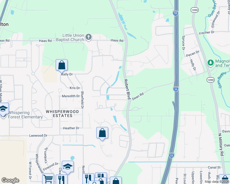 map of restaurants, bars, coffee shops, grocery stores, and more near 427 Autumnwood Road in Slidell