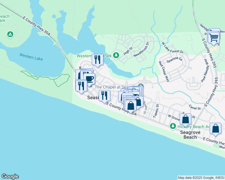 map of restaurants, bars, coffee shops, grocery stores, and more near 814 Forest Street in Niceville