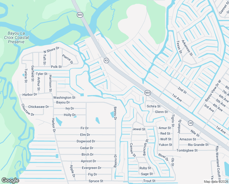 map of restaurants, bars, coffee shops, grocery stores, and more near 10032 Bay Street in Bay St. Louis