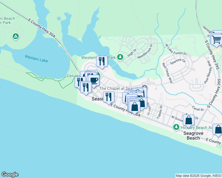 map of restaurants, bars, coffee shops, grocery stores, and more near 882 Forest Street in Niceville