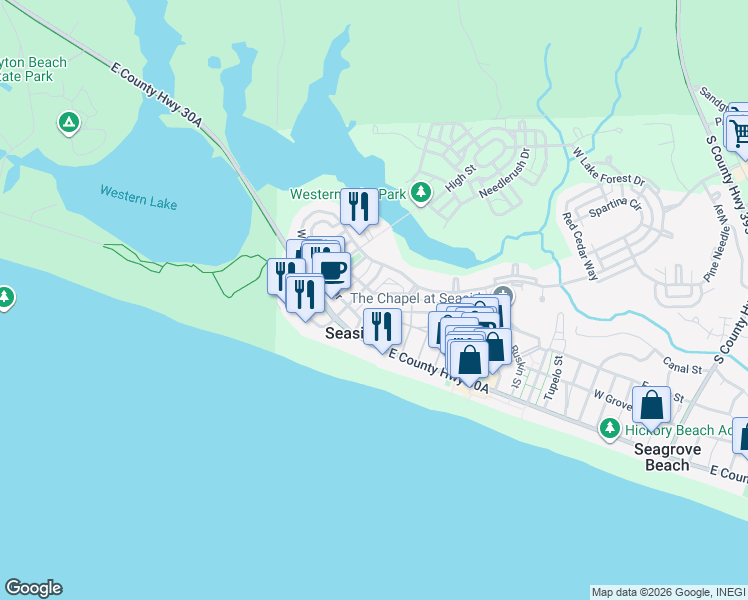 map of restaurants, bars, coffee shops, grocery stores, and more near 882 Forest Street in Niceville