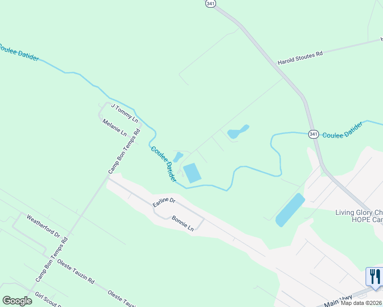 map of restaurants, bars, coffee shops, grocery stores, and more near 1187 Lawless Tauzin Road in Breaux Bridge