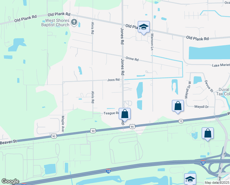 map of restaurants, bars, coffee shops, grocery stores, and more near 9146 Wollitz Plaza in Jacksonville