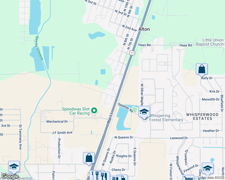 map of restaurants, bars, coffee shops, grocery stores, and more near 61333 U.S. 11 in Slidell