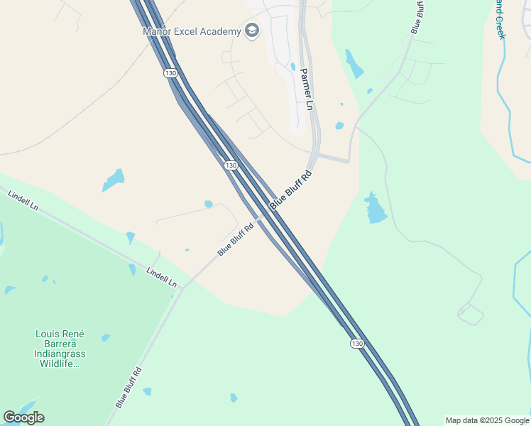 map of restaurants, bars, coffee shops, grocery stores, and more near Blue Bluff Road in Manor