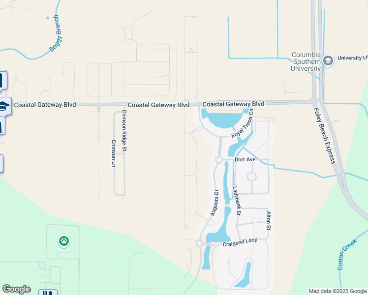 map of restaurants, bars, coffee shops, grocery stores, and more near 601-629 Royal Troon Cir in Gulf Shores