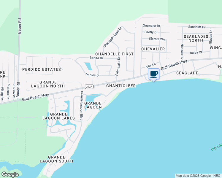 map of restaurants, bars, coffee shops, grocery stores, and more near 11640 Chanticleer Drive in Pensacola