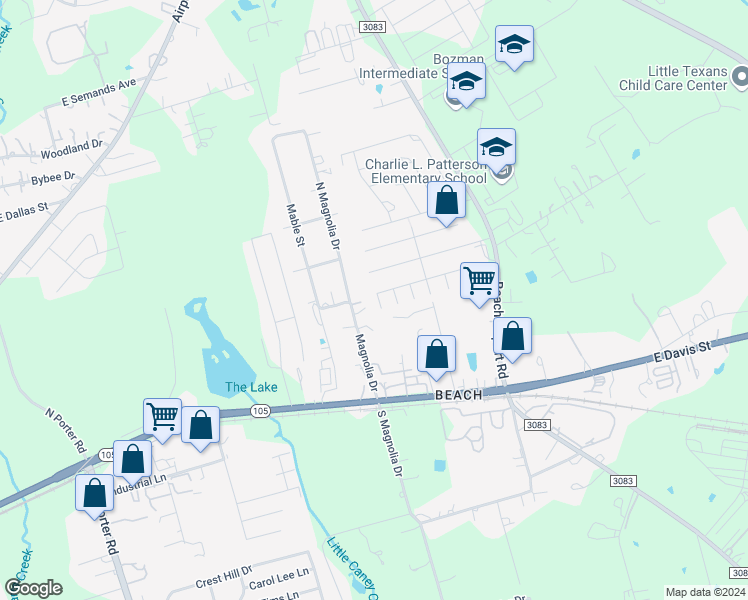 map of restaurants, bars, coffee shops, grocery stores, and more near 509 Dogwood Cluster Court in Conroe