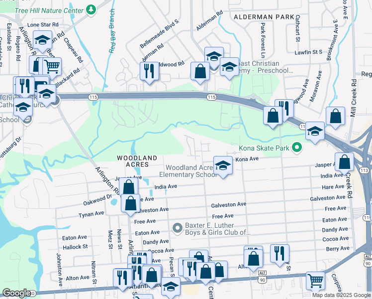map of restaurants, bars, coffee shops, grocery stores, and more near 500 Acme Street in Jacksonville