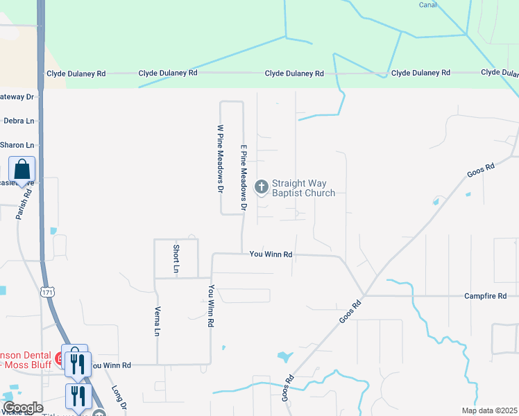 map of restaurants, bars, coffee shops, grocery stores, and more near 729 Cascio Rd in Lake Charles