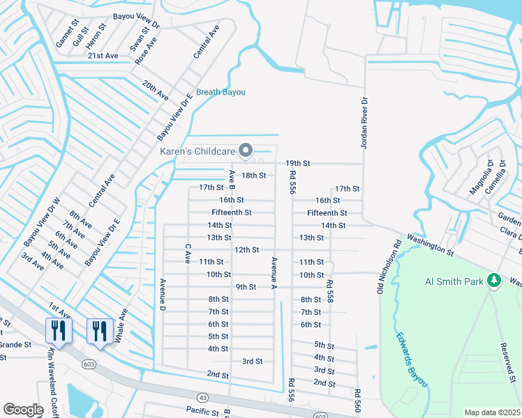 map of restaurants, bars, coffee shops, grocery stores, and more near 4021 Sixteenth Street in Bay Saint Louis