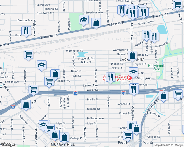 map of restaurants, bars, coffee shops, grocery stores, and more near 3318 Nolan Street in Jacksonville