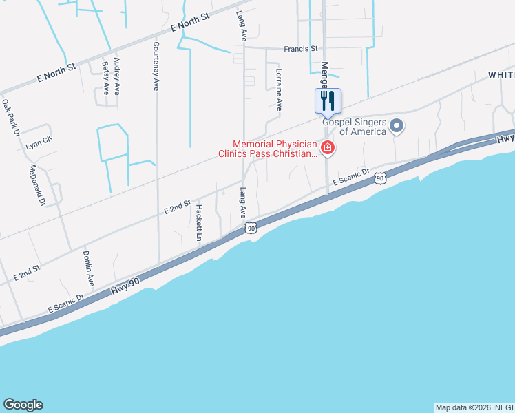 map of restaurants, bars, coffee shops, grocery stores, and more near 102 Lang Ave in Pass Christian
