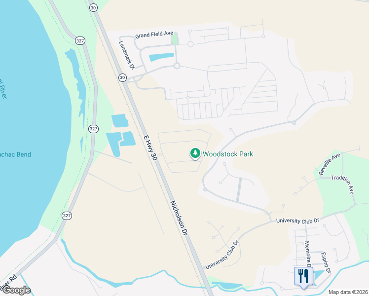 map of restaurants, bars, coffee shops, grocery stores, and more near 17171 Nicholson Drive in Baton Rouge