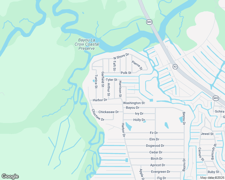 map of restaurants, bars, coffee shops, grocery stores, and more near 10049 Cleveland Street in Bay St. Louis